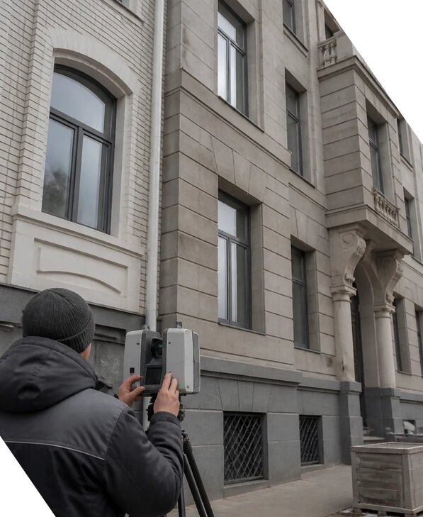 Лазерное сканирование фасадов зданий для обследования в Домодедове